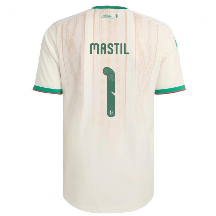 Danxen Men Algeria Melvin Mastil #1 Off-White Green Red Home Jersey 26-28 T-Shirt