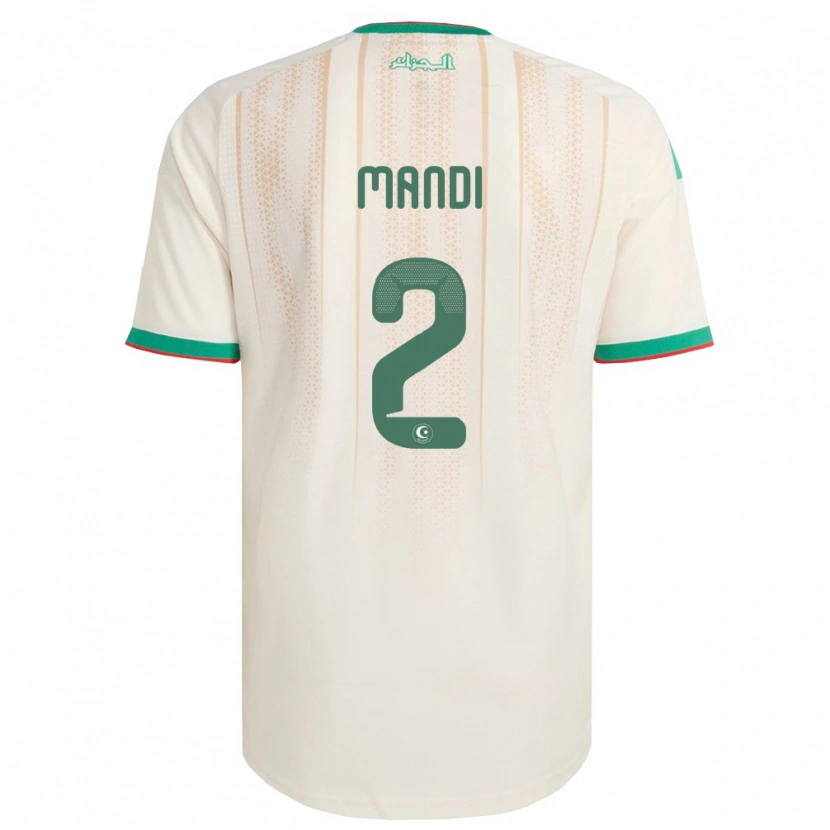 Danxen Men Algeria Aïssa Mandi #2 Off-White Green Red Home Jersey 26-28 T-Shirt