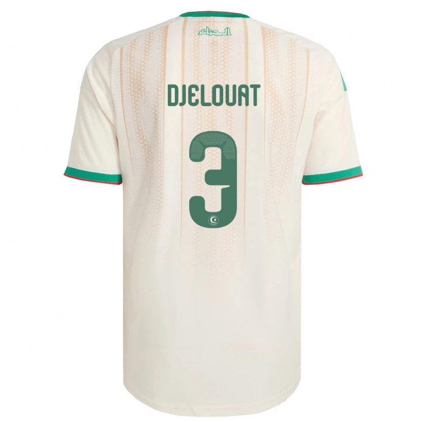 Danxen Men Algeria Mohammed El Amine Djelouat #3 Off-White Green Red Home Jersey 26-28 T-Shirt