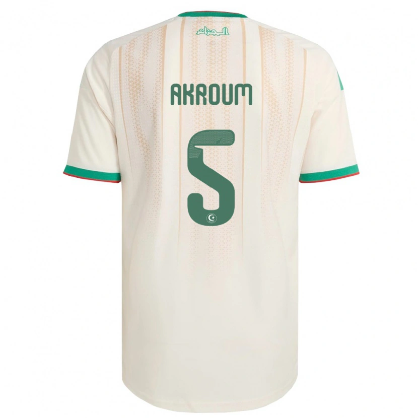 Danxen Men Algeria Youcef Akroum #5 Off-White Green Red Home Jersey 26-28 T-Shirt