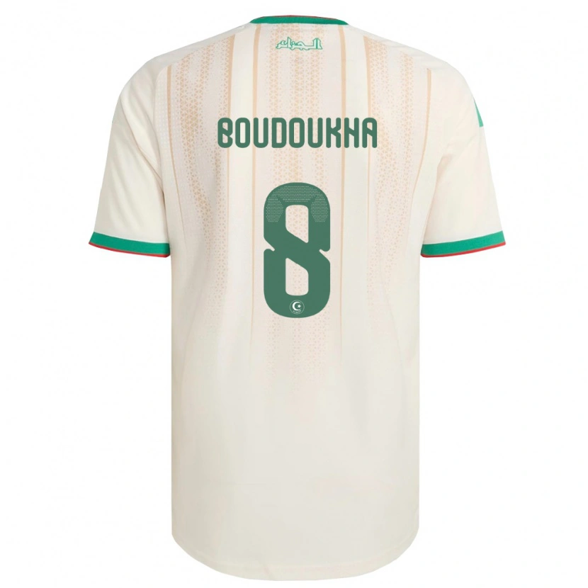 Danxen Men Algeria Ayoub Boudoukha #8 Off-White Green Red Home Jersey 26-28 T-Shirt