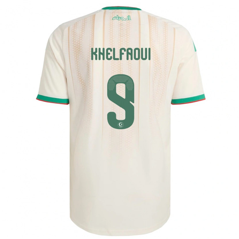 Danxen Men Algeria Ouadjih Khelfaoui #9 Off-White Green Red Home Jersey 26-28 T-Shirt