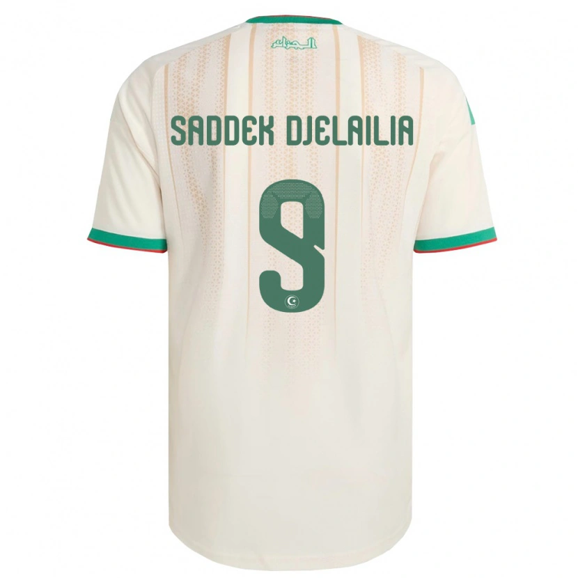 Danxen Men Algeria Mohamed Saddek Djelailia #9 Off-White Green Red Home Jersey 26-28 T-Shirt