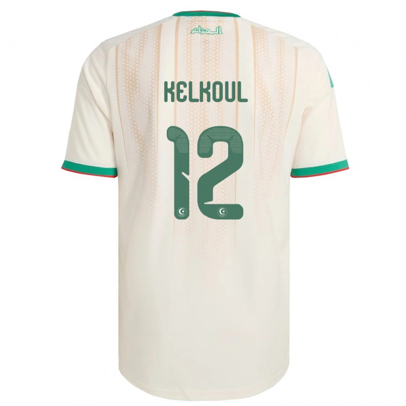 Danxen Men Algeria Yasser Kelkoul #12 Off-White Green Red Home Jersey 26-28 T-Shirt