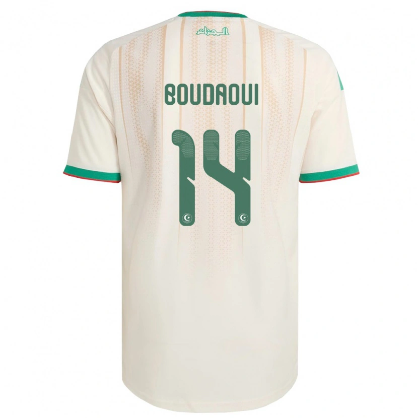 Danxen Men Algeria Hicham Boudaoui #14 Off-White Green Red Home Jersey 26-28 T-Shirt