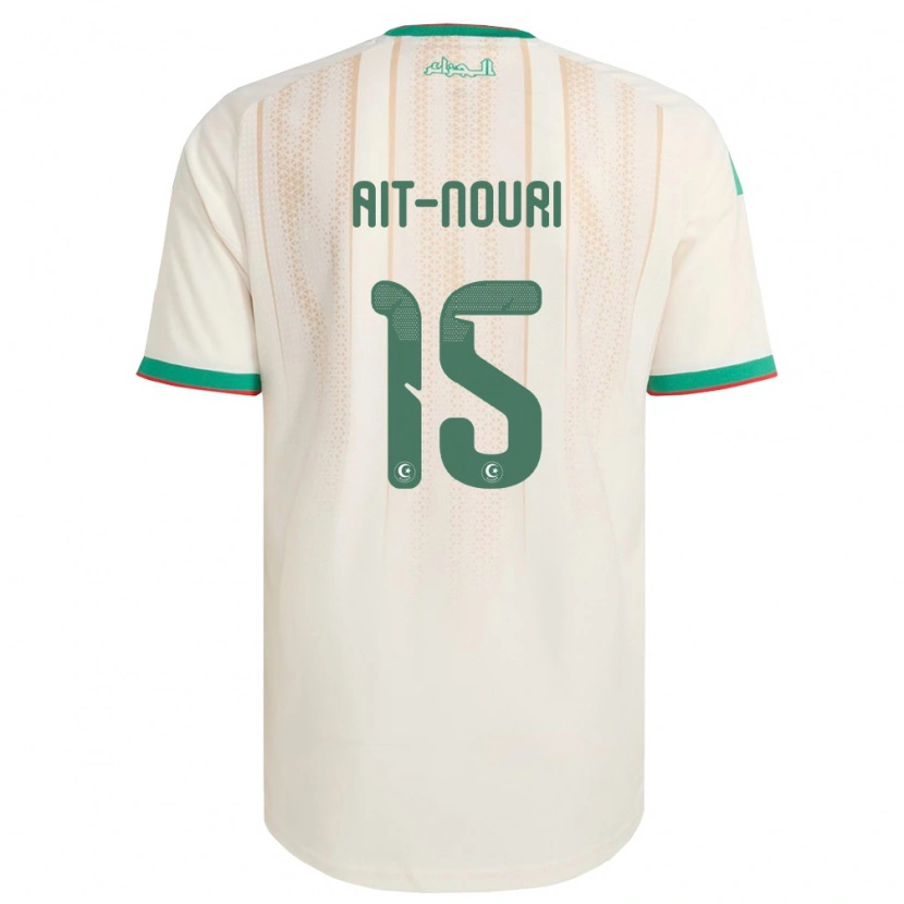 Danxen Men Algeria Rayan Aït-Nouri #15 Off-White Green Red Home Jersey 26-28 T-Shirt