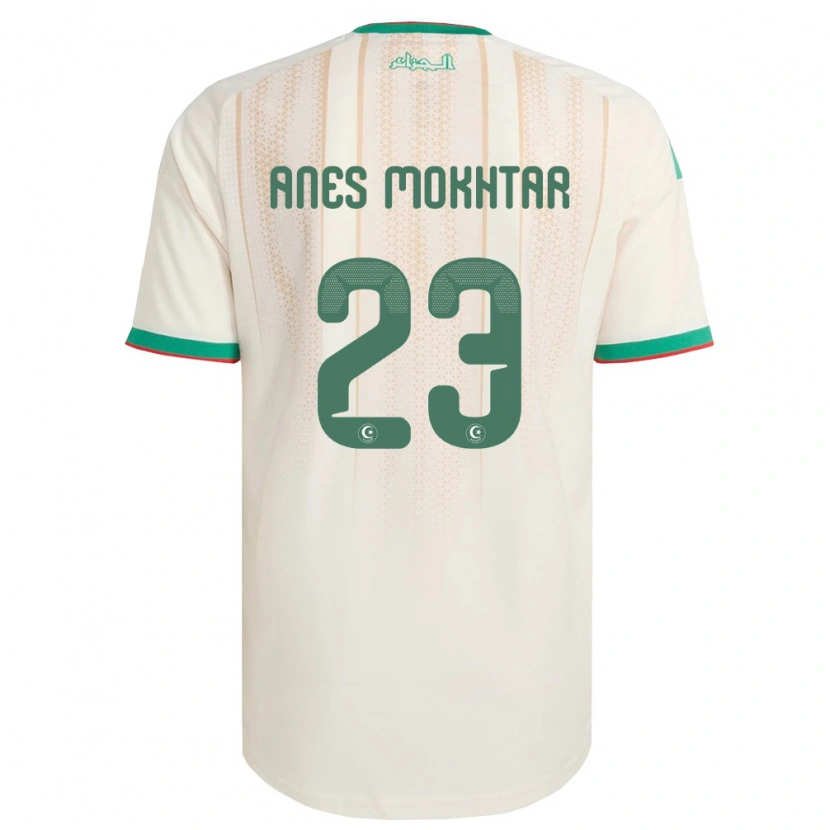 Danxen Men Algeria Mohamed Anes Mokhtar #23 Off-White Green Red Home Jersey 26-28 T-Shirt