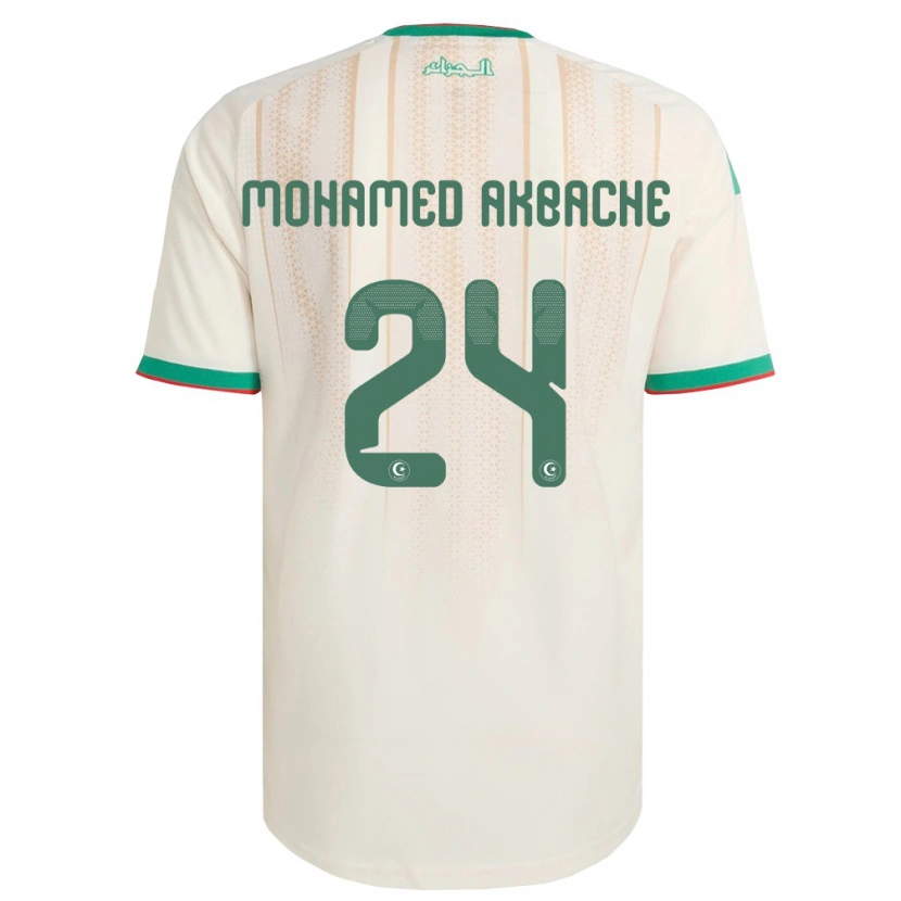 Danxen Men Algeria Tahar Mohamed Akbache #24 Off-White Green Red Home Jersey 26-28 T-Shirt