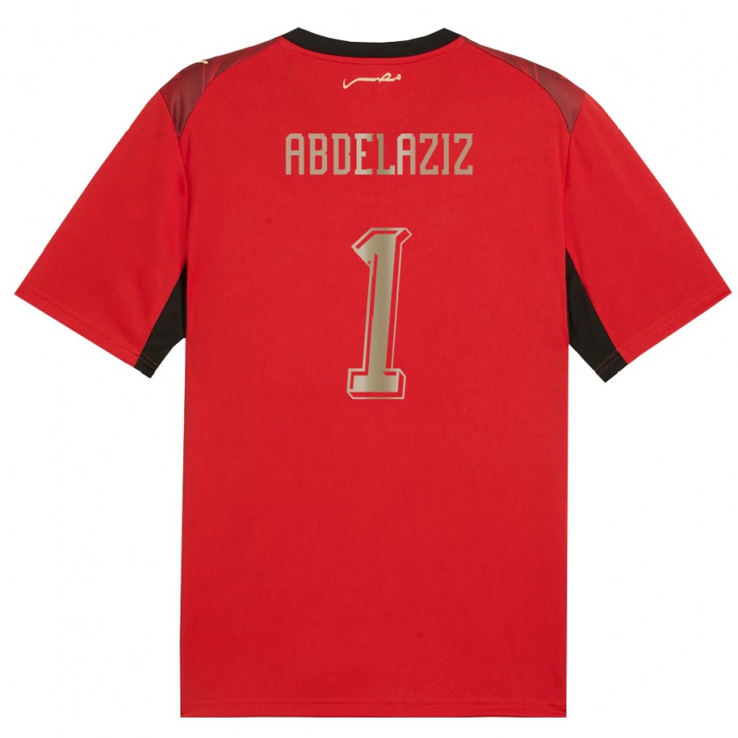 Danxen Men Egypt Omar Abdelaziz #1 Red Black Gold Home Jersey 26-28 T-Shirt