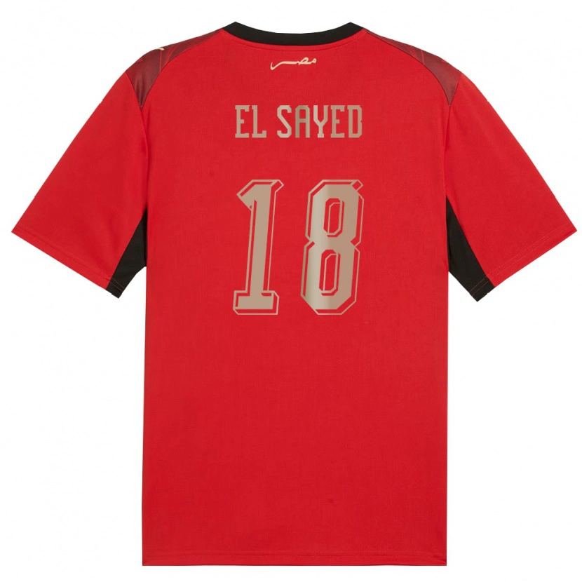 Danxen Men Egypt Mohamed El Sayed #18 Red Black Gold Home Jersey 26-28 T-Shirt