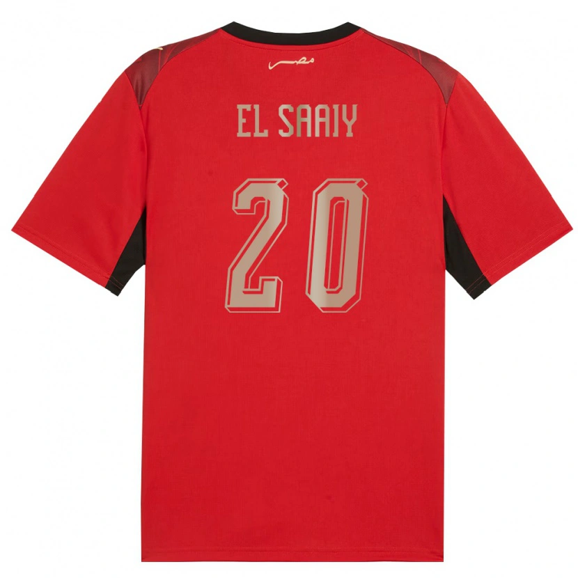 Danxen Men Egypt Omar El Saaiy #20 Red Black Gold Home Jersey 26-28 T-Shirt