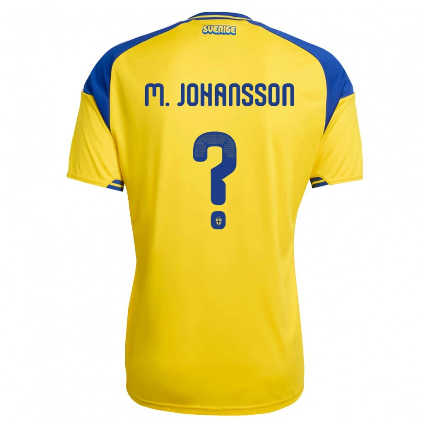 Danxen Men Sweden Mijo Johansson #0 Yellow Blue White Home Jersey 26-28 T-Shirt