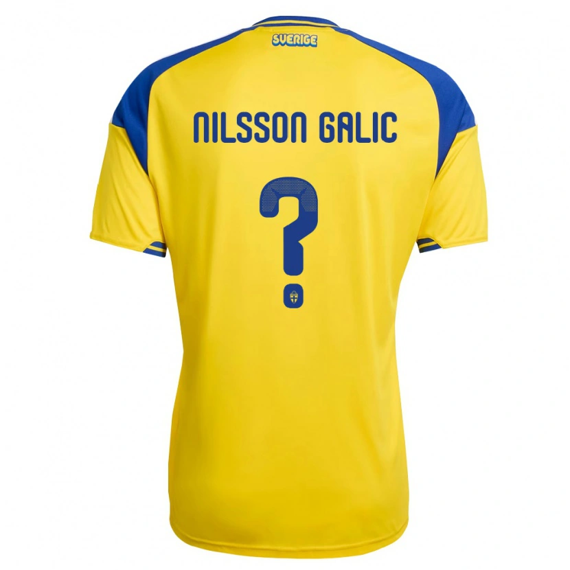 Danxen Men Sweden Oliver Nilsson Galic #0 Yellow Blue White Home Jersey 26-28 T-Shirt