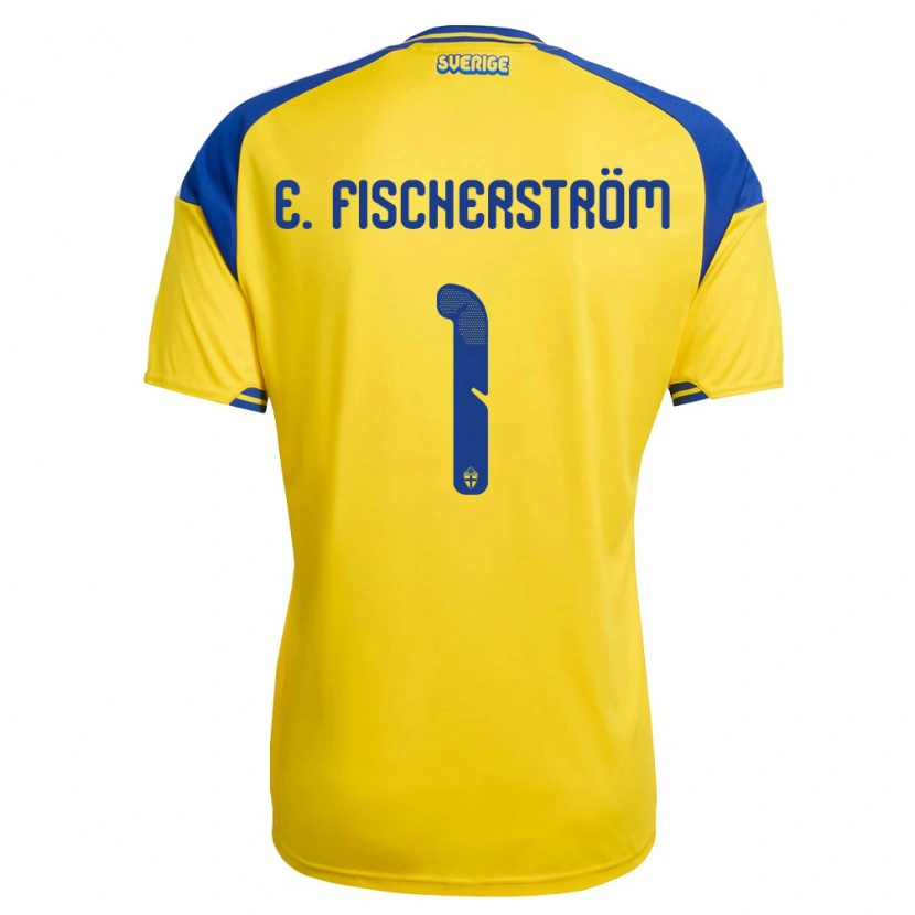 Danxen Men Sweden Elton Fischerström Opancar #1 Yellow Blue White Home Jersey 26-28 T-Shirt