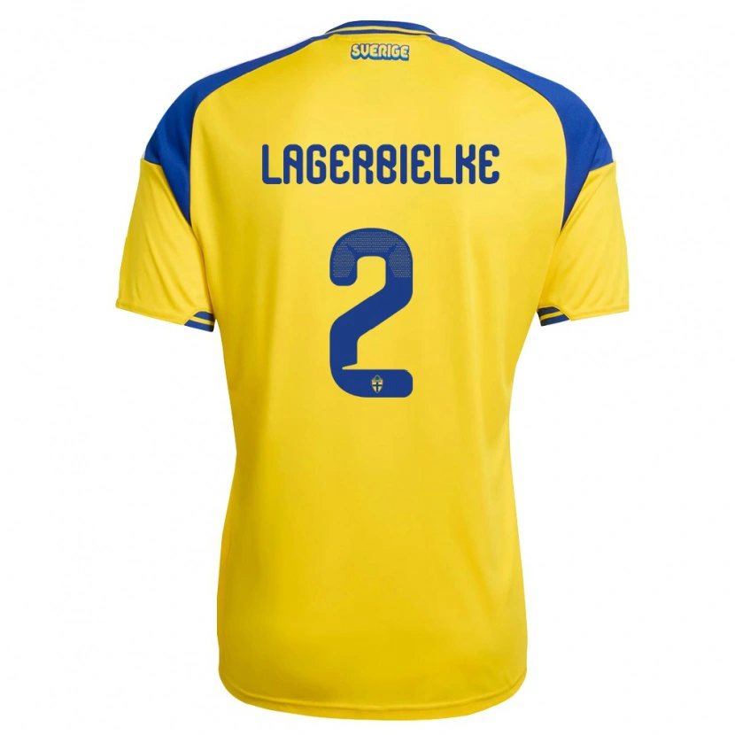 Danxen Men Sweden Gustaf Lagerbielke #2 Yellow Blue White Home Jersey 26-28 T-Shirt