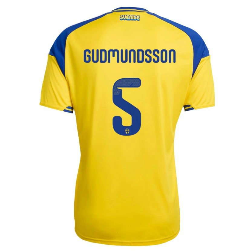 Danxen Men Sweden Gabriel Gudmundsson #5 Yellow Blue White Home Jersey 26-28 T-Shirt