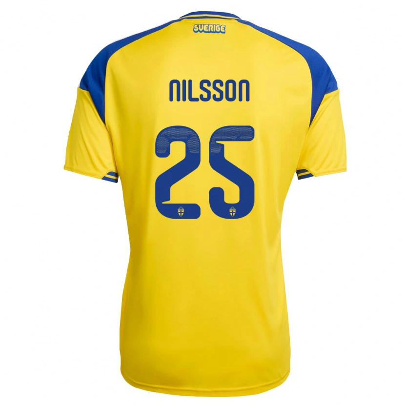 Danxen Men Sweden Gustaf Nilsson #25 Yellow Blue White Home Jersey 26-28 T-Shirt