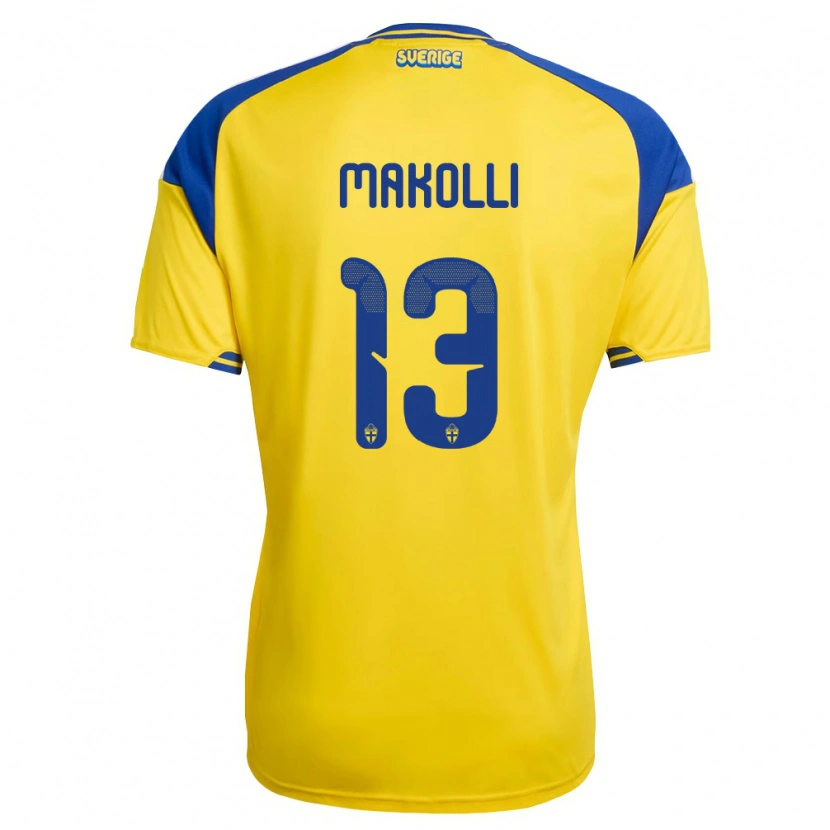 Danxen Men Sweden Elison Makolli #13 Yellow Blue White Home Jersey 26-28 T-Shirt