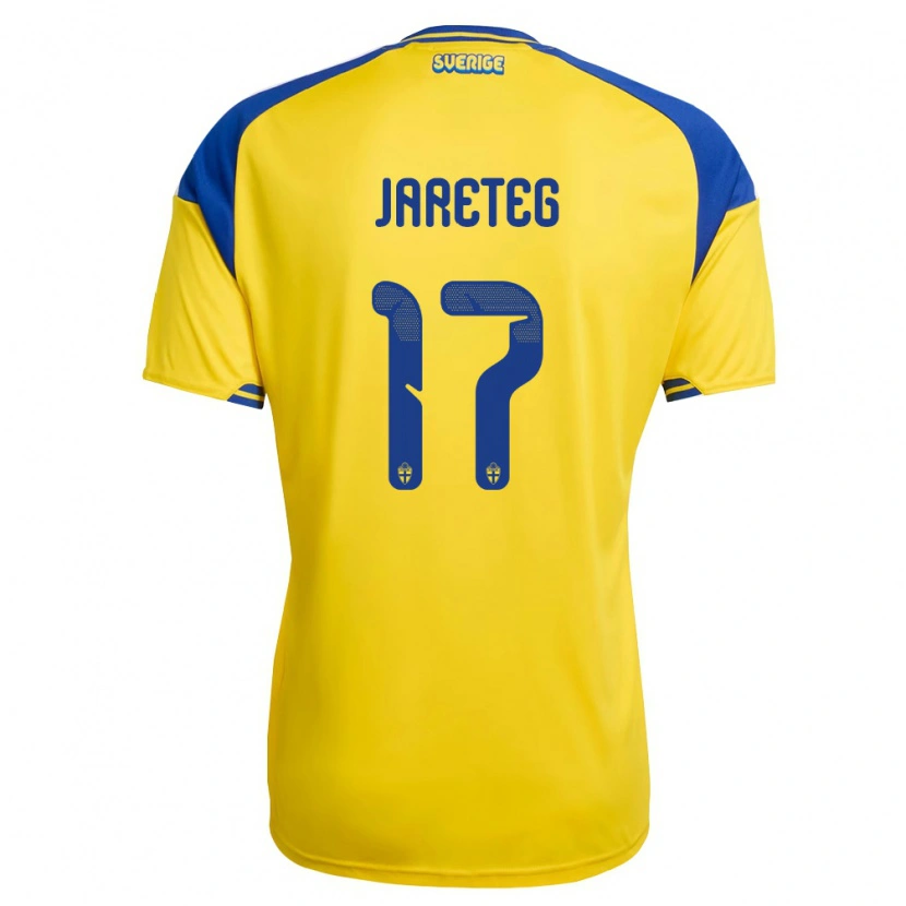 Danxen Men Sweden Linus Järeteg #17 Yellow Blue White Home Jersey 26-28 T-Shirt