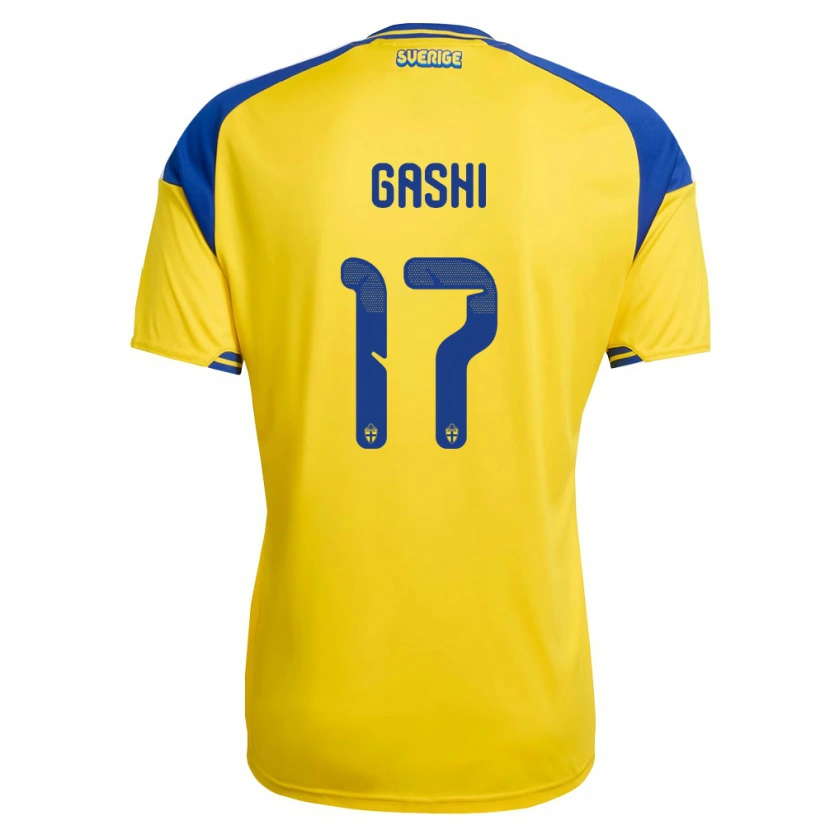 Danxen Men Sweden Dion Gashi #17 Yellow Blue White Home Jersey 26-28 T-Shirt