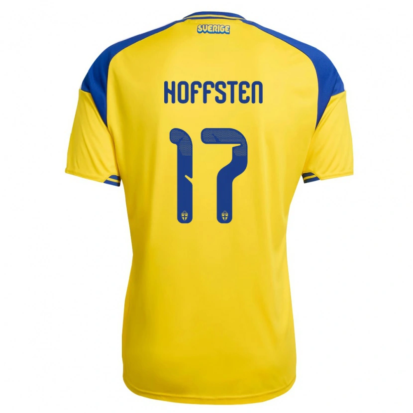 Danxen Men Sweden Hugo Hoffsten #17 Yellow Blue White Home Jersey 26-28 T-Shirt