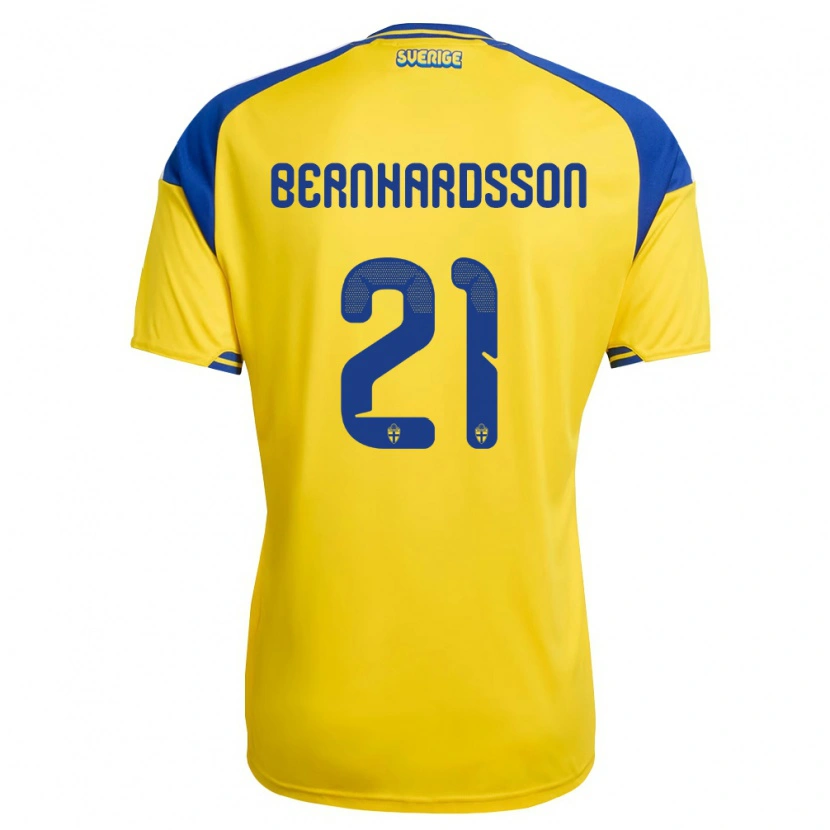 Danxen Men Sweden Alexander Bernhardsson #21 Yellow Blue White Home Jersey 26-28 T-Shirt
