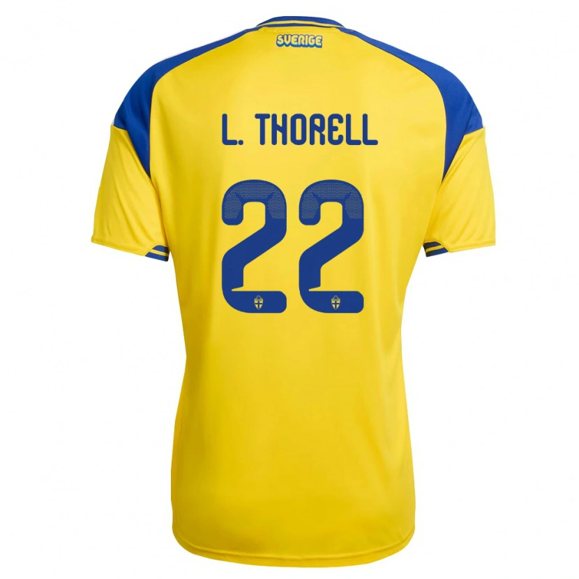 Danxen Men Sweden Ludwig Malachowski Thorell #22 Yellow Blue White Home Jersey 26-28 T-Shirt