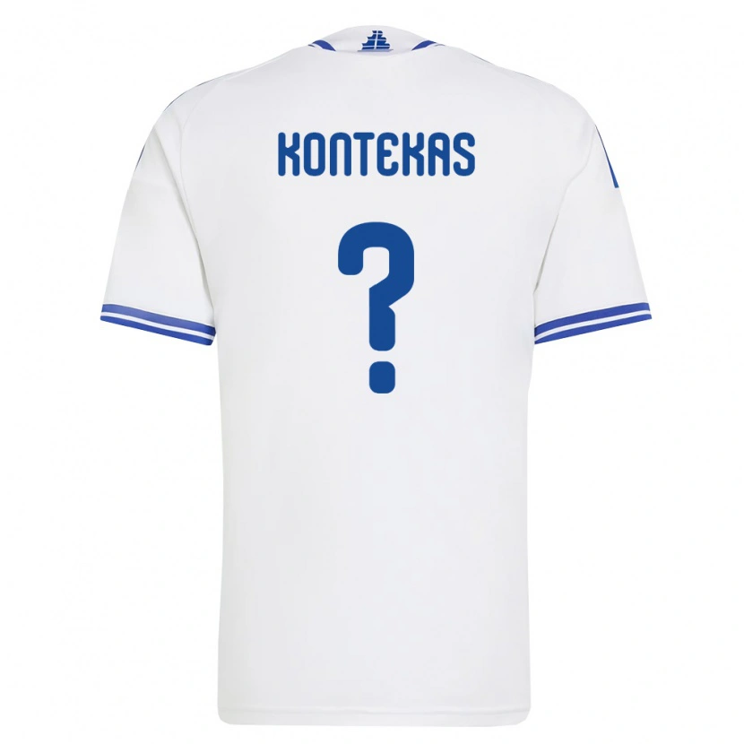 Danxen Men Greece Lefteris Kontekas #0 White Blue Home Jersey 26-28 T-Shirt