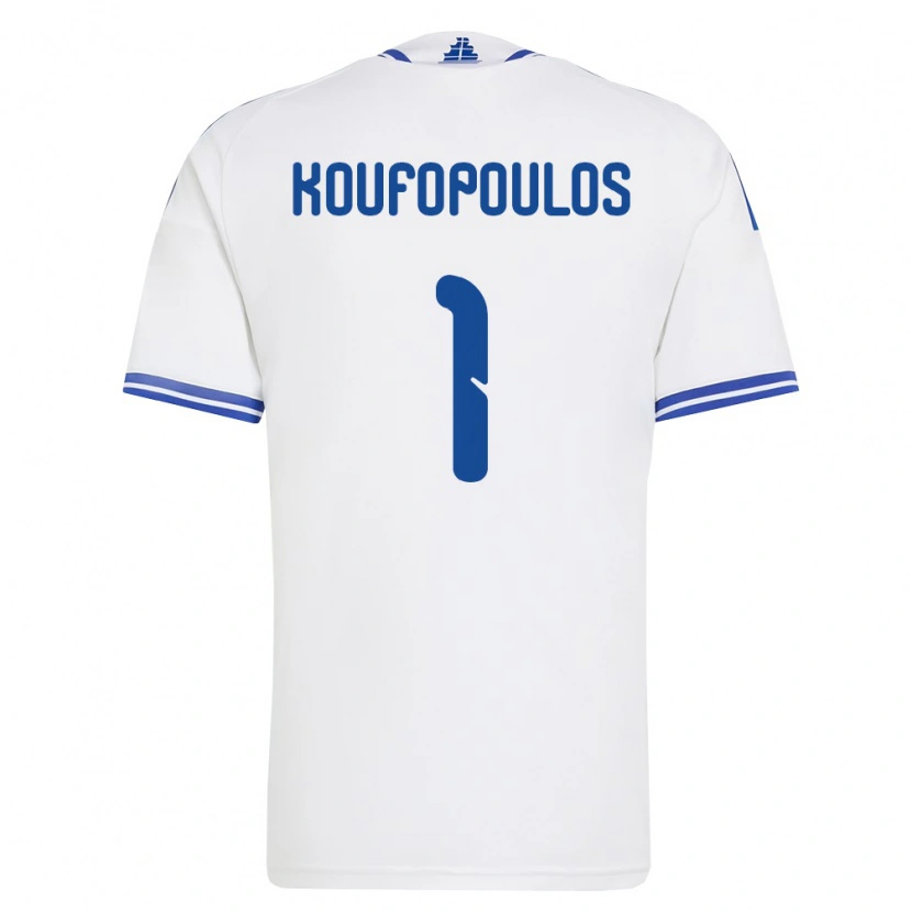 Danxen Men Greece Vasilios Koufopoulos #1 White Blue Home Jersey 26-28 T-Shirt