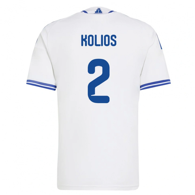 Danxen Men Greece Angelos Kolios #2 White Blue Home Jersey 26-28 T-Shirt