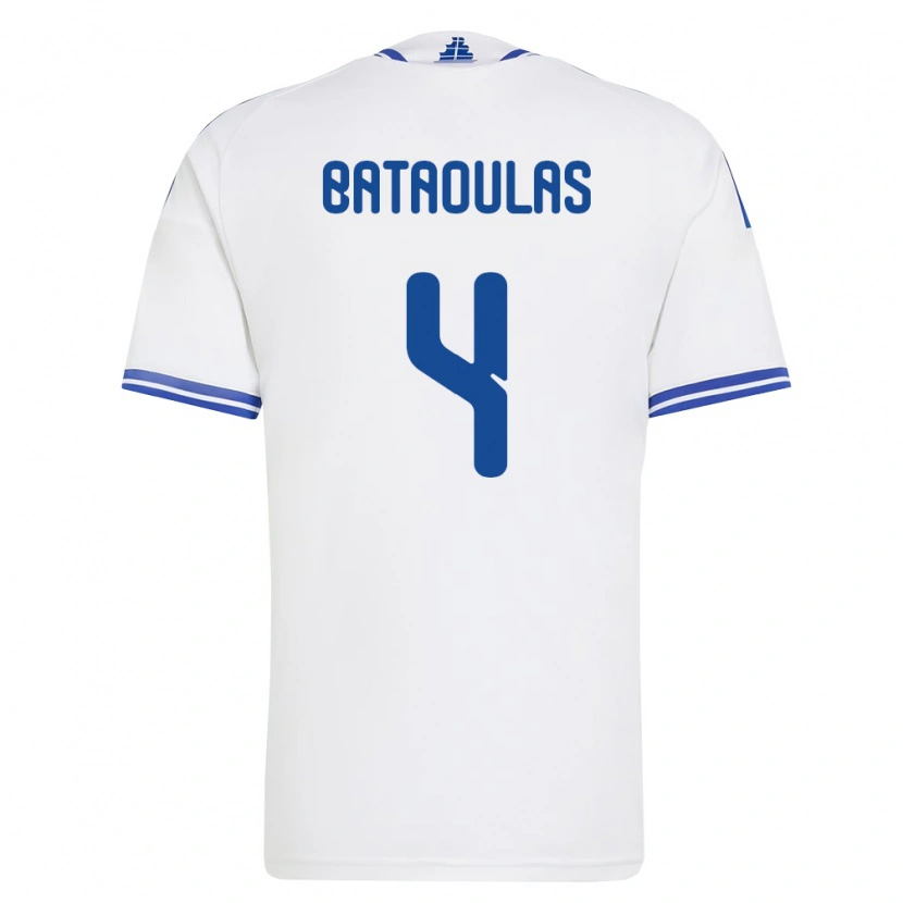 Danxen Men Greece Dimitrios Bataoulas #4 White Blue Home Jersey 26-28 T-Shirt