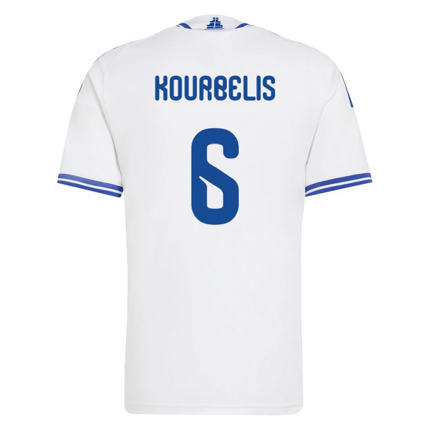 Danxen Men Greece Dimitrios Kourbelis #6 White Blue Home Jersey 26-28 T-Shirt