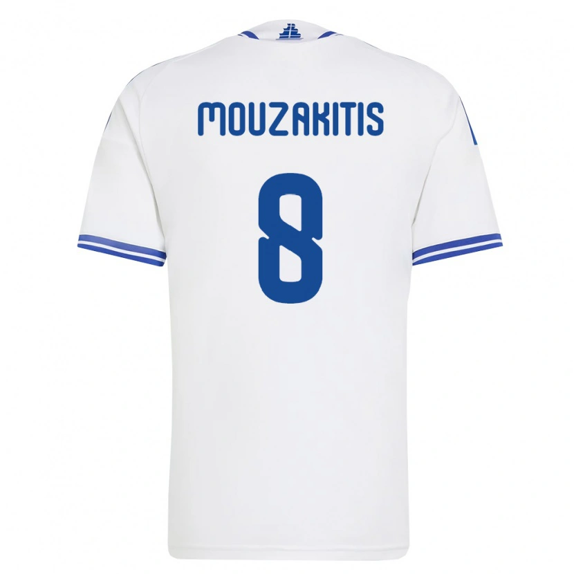 Danxen Men Greece Christos Mouzakitis #8 White Blue Home Jersey 26-28 T-Shirt
