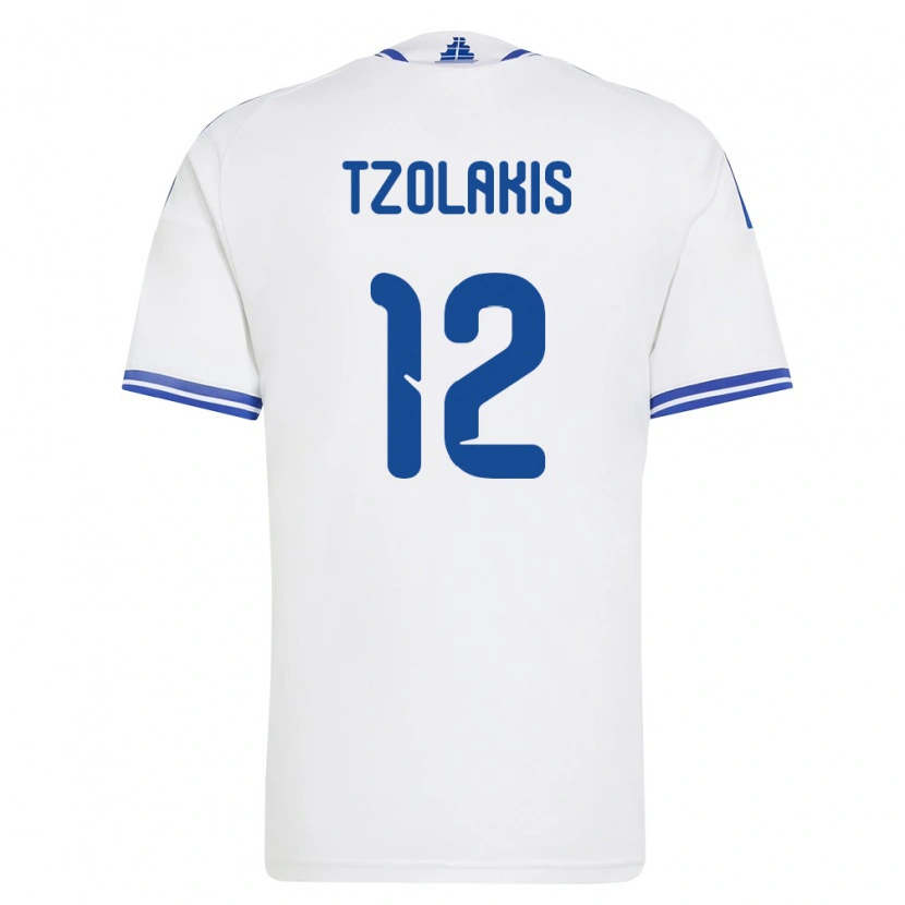Danxen Men Greece Konstantinos Tzolakis #12 White Blue Home Jersey 26-28 T-Shirt