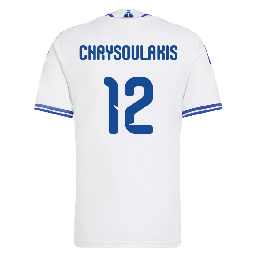Danxen Men Greece Giannis Chrysoulakis #12 White Blue Home Jersey 26-28 T-Shirt