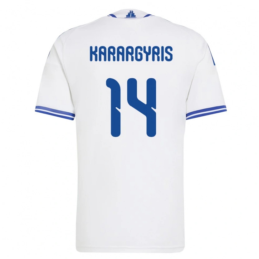 Danxen Men Greece Zois Karargyris #14 White Blue Home Jersey 26-28 T-Shirt