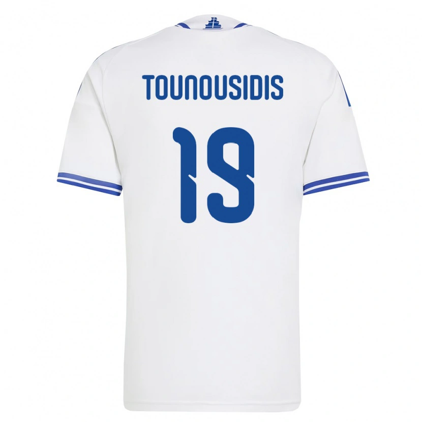 Danxen Men Greece Kyriakos Tounousidis #19 White Blue Home Jersey 26-28 T-Shirt