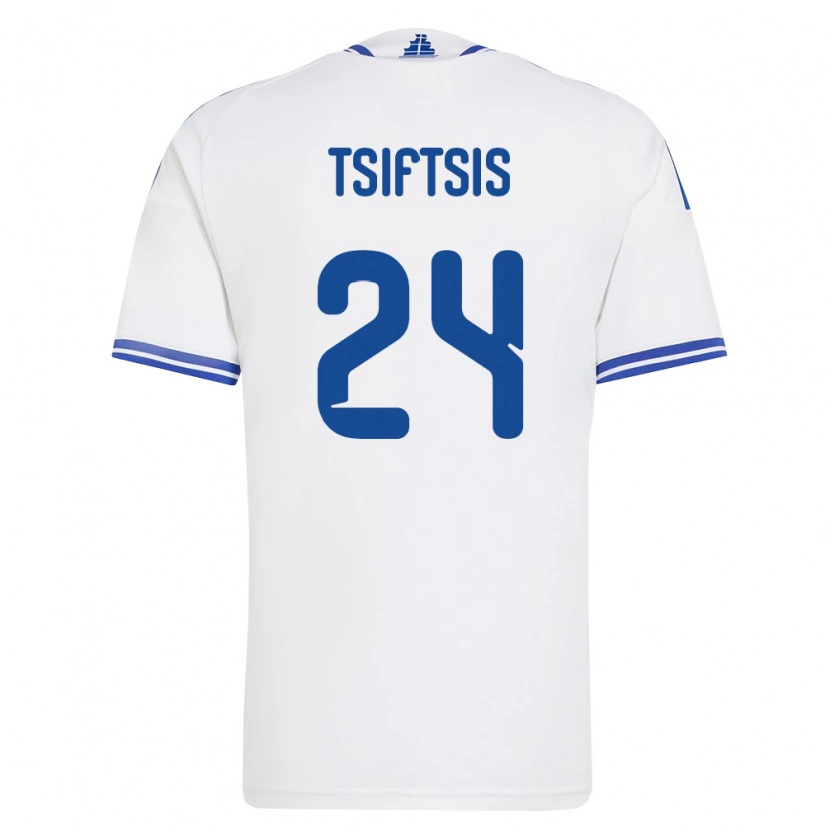 Danxen Men Greece Antonis Tsiftsis #24 White Blue Home Jersey 26-28 T-Shirt