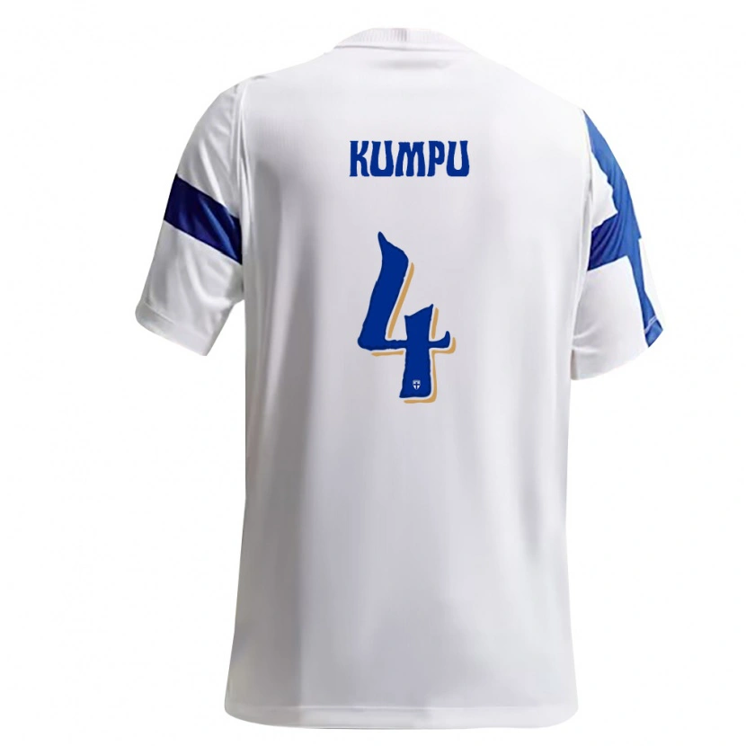 Danxen Men Finland Ville Kumpu #4 White Blue Home Jersey 26-28 T-Shirt