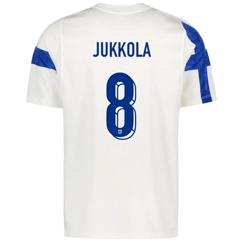 Danxen Men Finland Oiva Jukkola #8 White Blue Home Jersey 26-28 T-Shirt