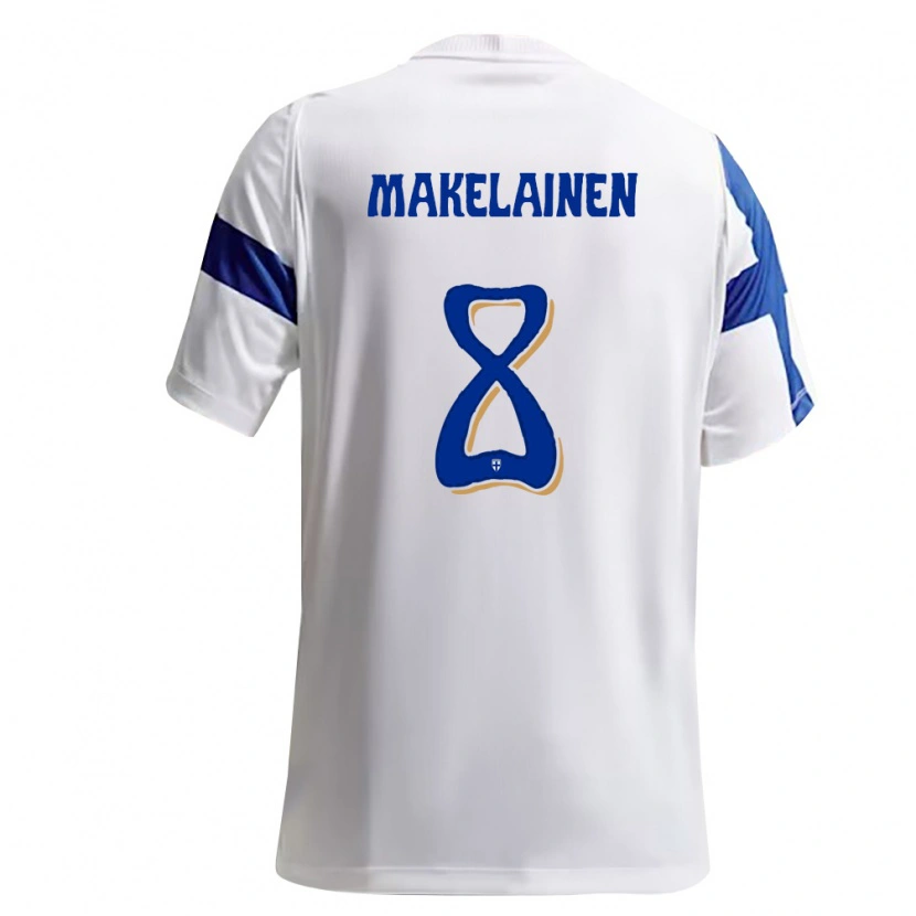 Danxen Men Finland Juuso Mäkeläinen #8 White Blue Home Jersey 26-28 T-Shirt
