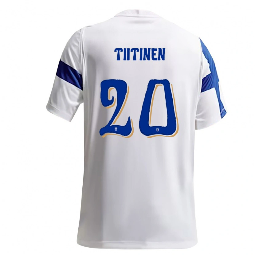 Danxen Men Finland Otto Tiitinen #20 White Blue Home Jersey 26-28 T-Shirt