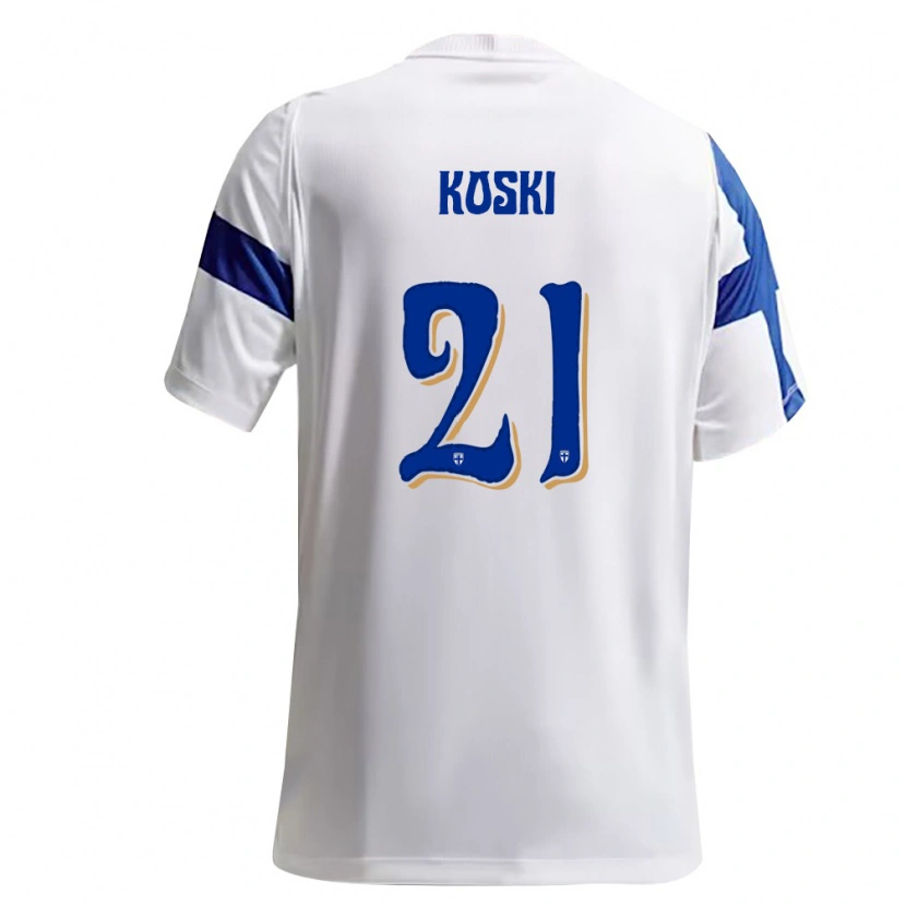 Danxen Men Finland Ville Koski #21 White Blue Home Jersey 26-28 T-Shirt