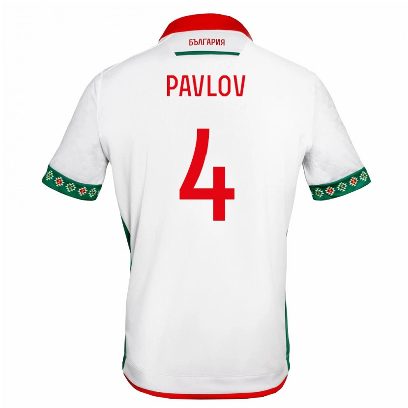 Danxen Men Bulgaria Todor Pavlov #4 White Green Red Home Jersey 26-28 T-Shirt