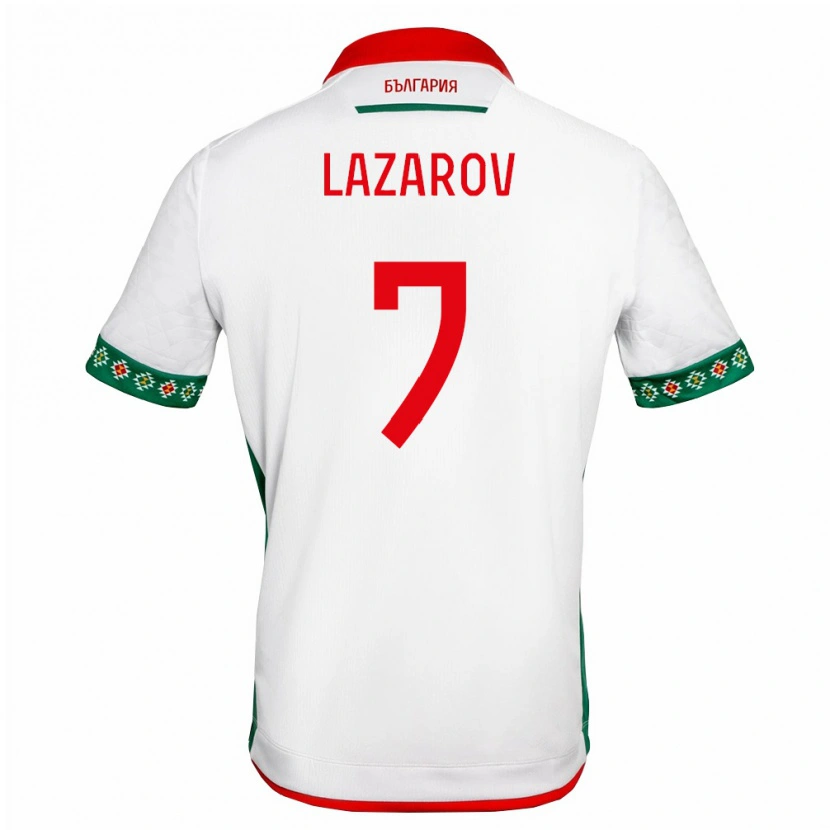 Danxen Men Bulgaria Georgi Lazarov #7 White Green Red Home Jersey 26-28 T-Shirt