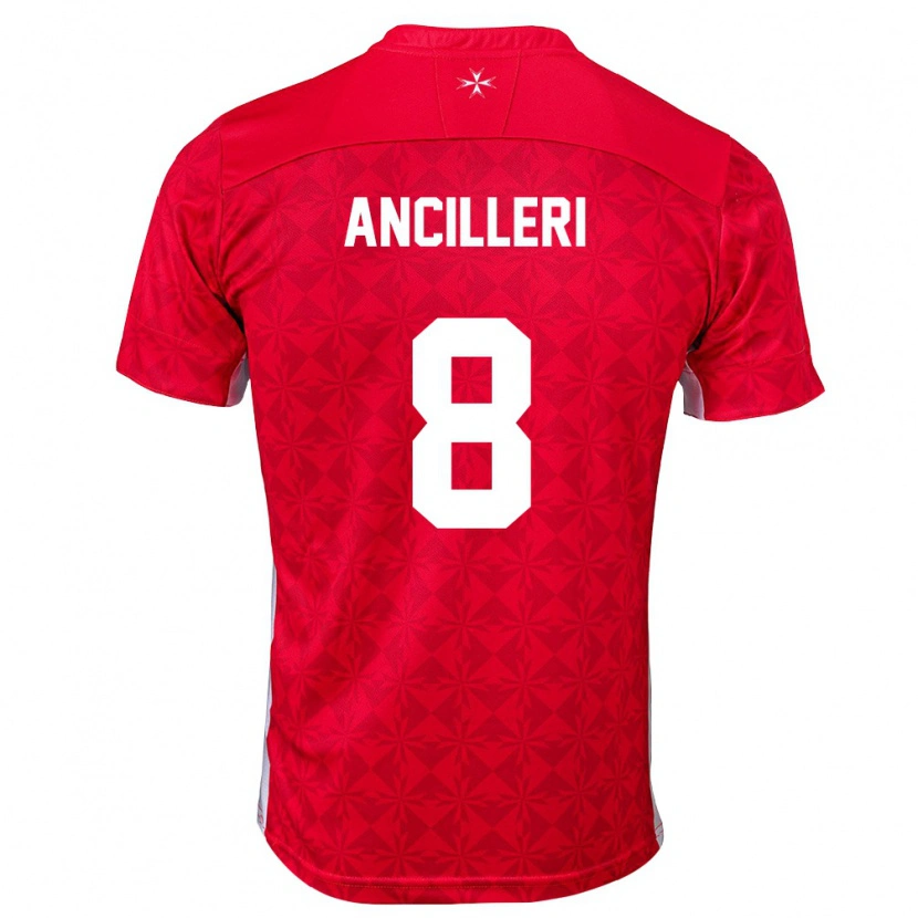 Danxen Men Malta Mattiaz Ancilleri #8 Red White Home Jersey 26-28 T-Shirt