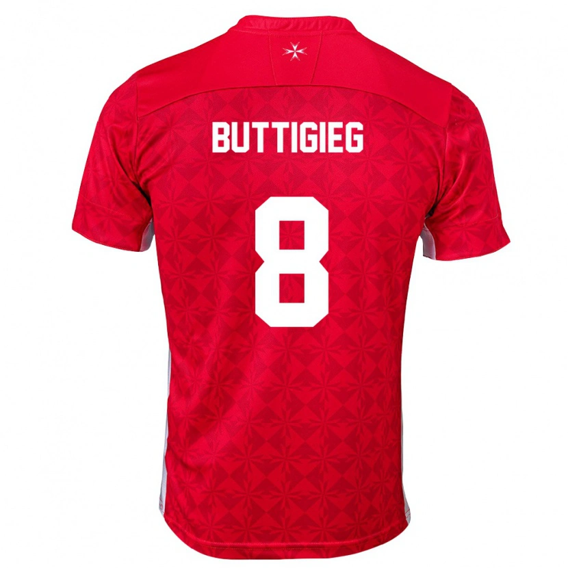Danxen Men Malta Luke Buttigieg #8 Red White Home Jersey 26-28 T-Shirt