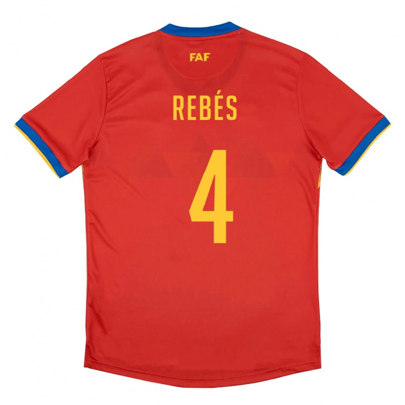 Danxen Men Andorra Marc Rebés #4 Red Blue Yellow Home Jersey 26-28 T-Shirt