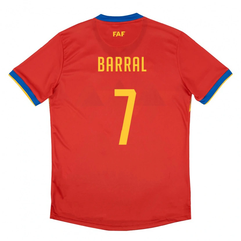 Danxen Men Andorra Ramón Barral #7 Red Blue Yellow Home Jersey 26-28 T-Shirt