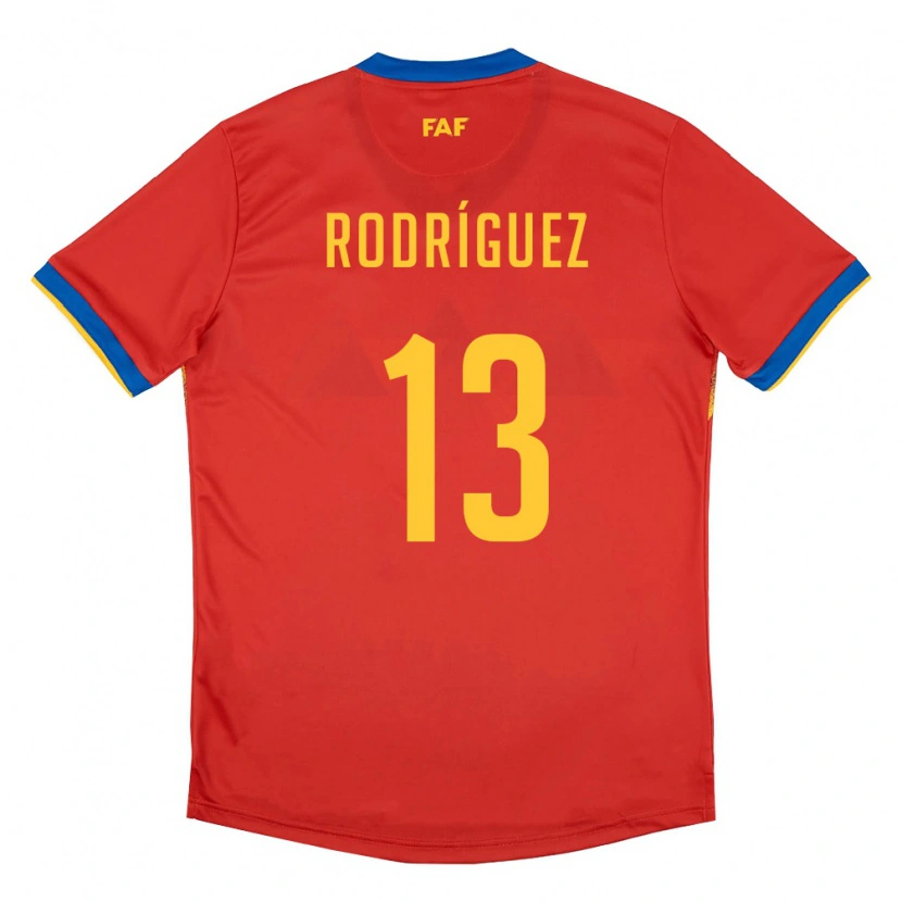 Danxen Men Andorra Arnau Rodríguez #13 Red Blue Yellow Home Jersey 26-28 T-Shirt